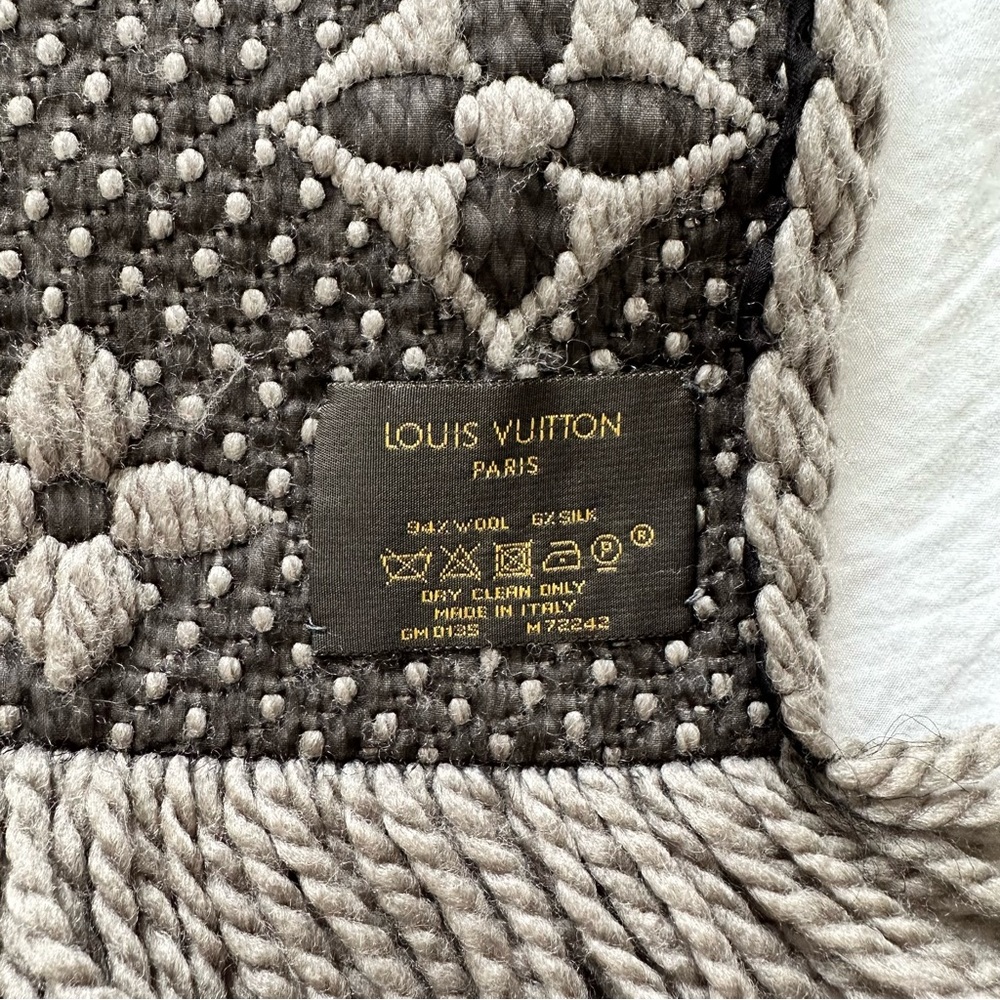 LOUIS VUITTON M72242 Esharp Logomania Scarf Verone gray wool/silk Women - Picture 5 of 12